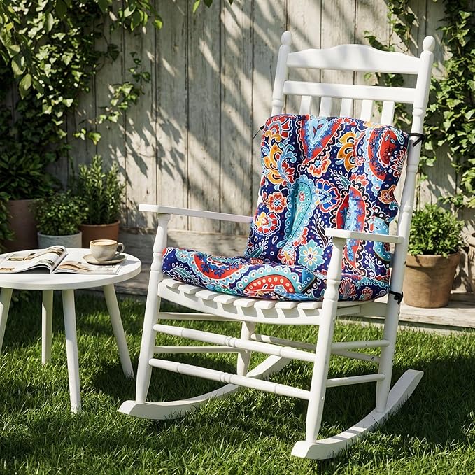 Hoteam 4 Set Outdoor Deep Seat Patio Chair Cushions Waterproof Patio Cushions Set 20 x 42 Inch for Furniture Replacement Removable Seat and Back(Red Paisley Pattern)