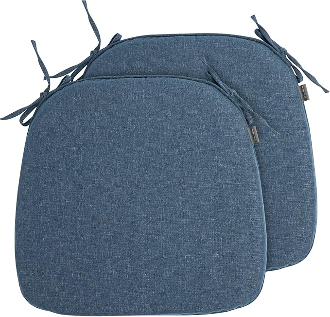 Outdoor Chair Cushions Set of 2,Patio Seat Cushion 17"x16"x2",U-Shaped Dining Chair Cushion 17 by 16 Inch,Water Resistant,Fade-Resistant Chair Pads for Kitchen Garden Furniture(Denim Blue)