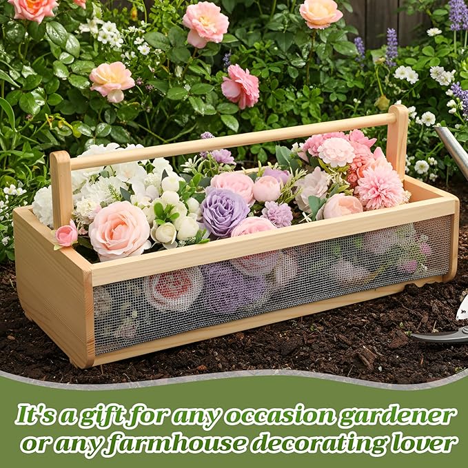 Garden Hod Basket for Gathering Vegetables 19.6 x 9.4 x 6 in Harvest Gathering Basket for Farmhouse Decor with Adjustable Handle Large Size Suitable for Spring Picnic and Outdoor Picking