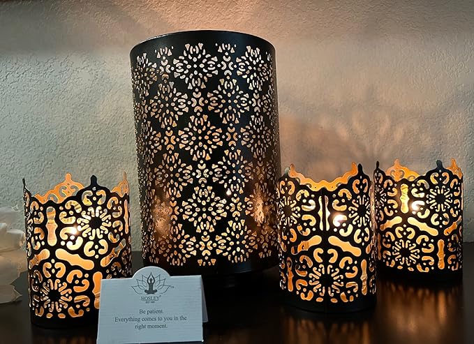 Hosley Diamond Cut Candle Holder 8 Inch Height Ideal Gift for Wedding Spa Lantern Reiki Decor LED Candles P9