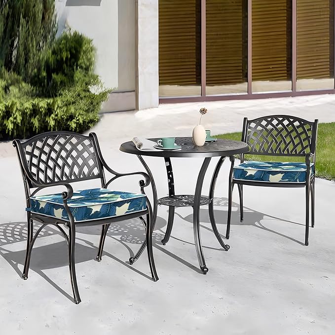 Outdoor Chair Cushions 22x22x3 Inch, Patio Seat Cushion Furniture Swing Set of 2, Water Repellent Chairs Wicker Cushion Pads with Couch Sofa in Garden, Swaying Palms Blue