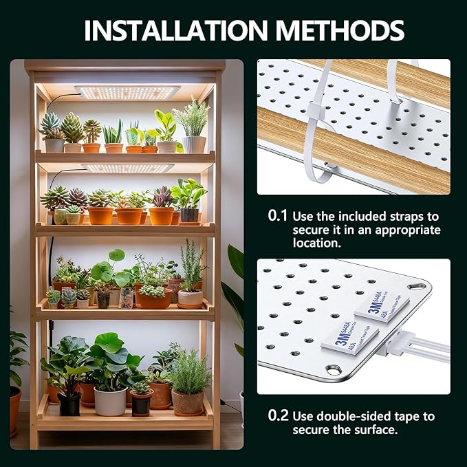 Grow Lights for Indoor Plants Full Spectrum,High PPFD 768LEDs Plant Lights with 4/8/12/16/20H Timer, Flexible Series & Parallel Connection for Indoor Growing(4 Pack).