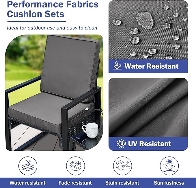 Outdoor Cushions, Outdoor Chair Cushions 24x24x4 Inch, Cushions for Outdoor Furniture with Removable Cover, Waterproof & Fade Resistant Outdoor Seat Cushions for Patio, Lawn, Dark Grey
