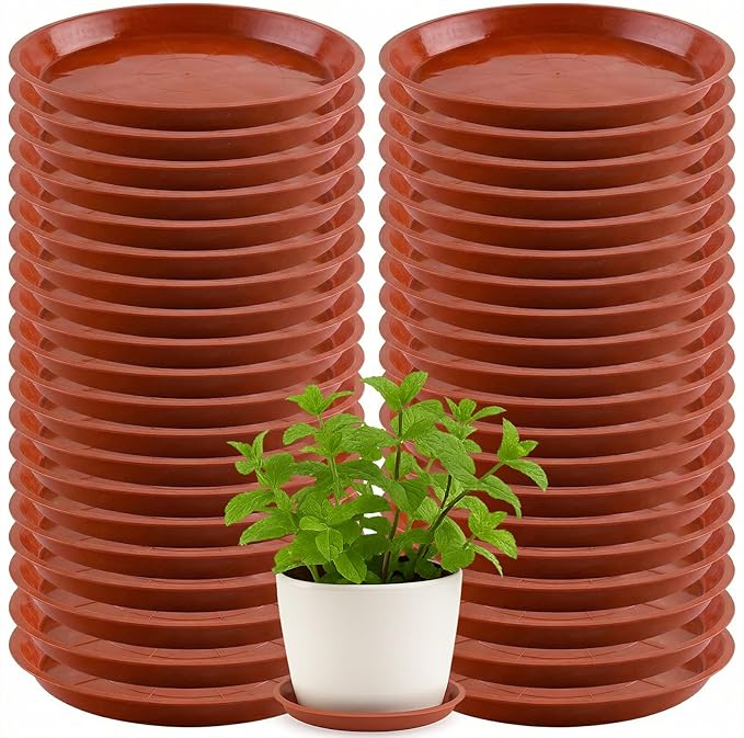 30 Pack Plant Saucer 12 Inches Plant Trays for Pots Plastic Round Drip Trays Flower Pot Saucers Black Planter Water Tray Plant Drainage Tray, Red