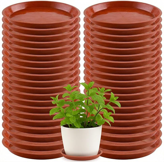 30 Pack Plant Saucer 12 Inches Plant Trays for Pots Plastic Round Drip Trays Flower Pot Saucers Black Planter Water Tray Plant Drainage Tray, Red