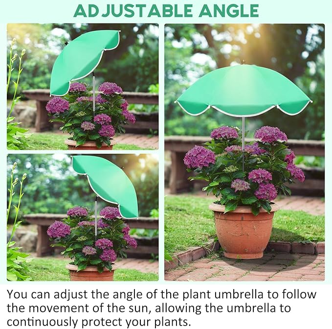 23.6" Adjustable Garden Umbrella Shade for Outdoor Use, Potted Greenery & Garden Beds – Angle-Adjustable Sun Protection
