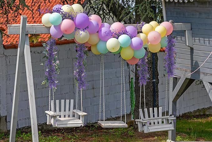 RECUTMS Artificial Hanging Vines Garland Fake Plant Greenery Faux Ferns Leaves Ivy Garland 2Pcs 5.6Ft for Spring Home Indoor Outdoor Wedding Table Centerpiece Party Valentine's Day Decor(Purple)