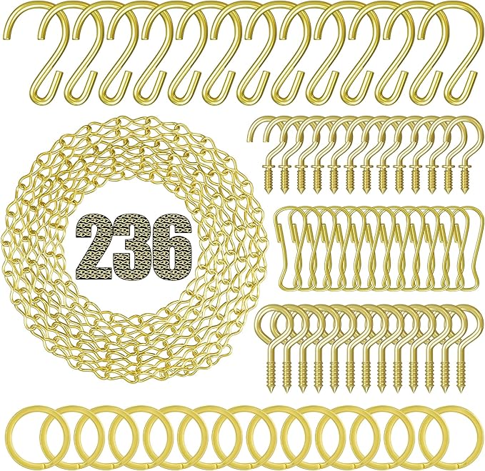 236 Inch Metal Gold Hanging Basket Chain,Decorative DIY Hanging Chain for Planter, Photo,Bird Feeder,Wind Chimes，Planters Baskets