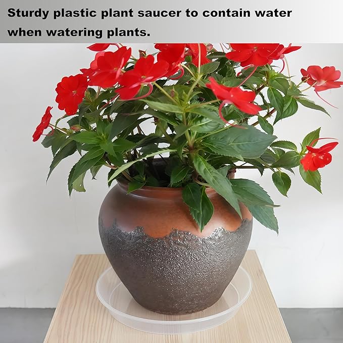 20 Pack Plant Saucer Tray (6 8 10 12 inch), Plant Saucers for Indoors Outdoor, Plastic Heavy Duty Drainage Drip Water Trays for Planter Pots Flower, Clear Pot Saucers Trays for Plants