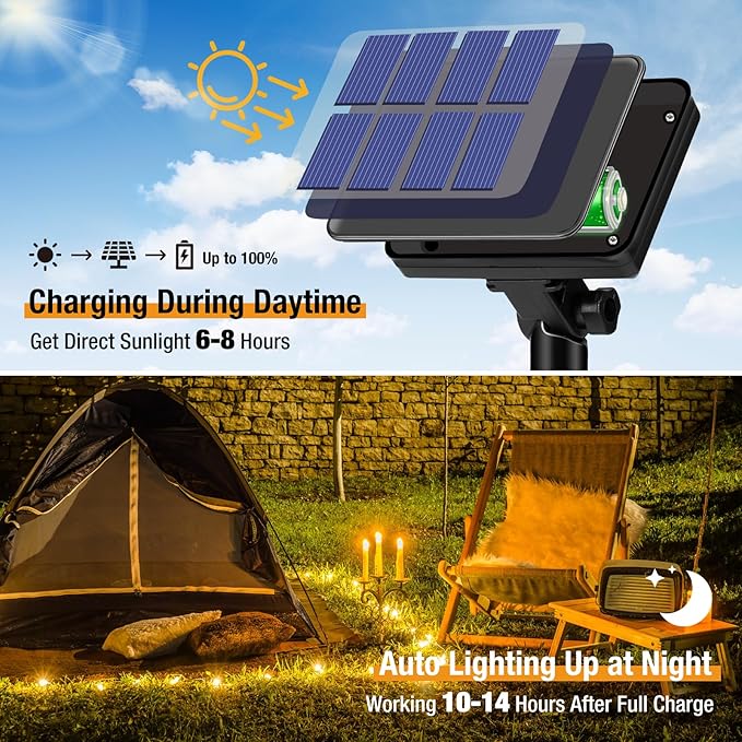 btfarm 2 Pack Solar String Lights Outdoor, 66FT 160LED Solar Fairy Lights Outside Waterproof 8 Modes, Copper Wire Solar Powered Twinkle Light for Garden Tree Christmas Wedding Party,Warm White