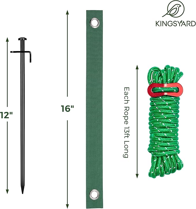Kingsyard Heavy Duty Tree Stake Kit, 3 Pcs 12 Inch Steel Tree Stakes and Supports for Leaning Young Trees Straightening Kit, Large Inflatable Stakes Set, 6Pcs Straps & 6Pcs 13ft Anchor Ropes
