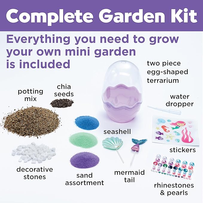 Creativity for Kids Mini Garden: Mermaid Terrarium Kit - Mermaid Gifts for Girls, Crafts and Toys, Easter Basket Stuffers for Kids (Ages 6+)