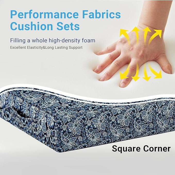 Outdoor Cushions for Patio Furniture,Outdoor Seat Cushion Set 24 x 24 x 5.75 Inch,Waterproof & Fade Resistant Outdoor Chair Cushions,Deep Patio Chair Cushion with Removable Cover,Green Paisley