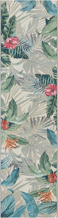 Unique Loom Outdoor Botanical Collection Area Rug - Kula (2' 7" x 11' Runner, Multi/ Gray)