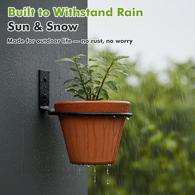 8-Pack 4/6 Inch Flower Pot Holder Ring Wall Mounted Metal Flower Pot Hangers Wall Hanger Bracket Rings Black Planter Bracket for Home, Garden, Indoor Outdoor Pots