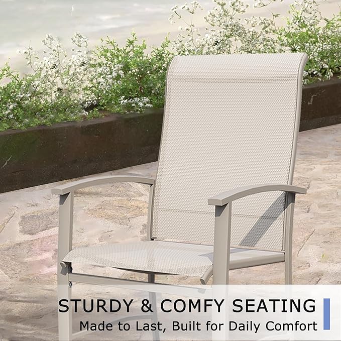 Outdoor Dining Chairs Set of 8, Patio Chairs with Metal Frame & Textilene Fabric, Perfect for Patio Garden Deck