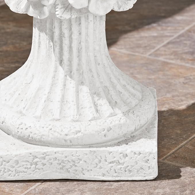 Merax 19.5 Inches Tall MGO Garden Urn Planter, Lightweight Concrete Urn for Flowers, Herbs & Succulents, Indoor & Outdoor Decorative Pot, Antique White