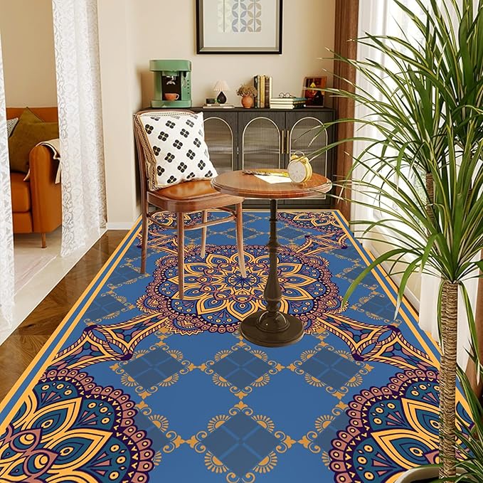 WILDROOTS 5x8 Feet Thangka Pattern Plastic Outdoor Rug, Stain Resistant Waterproof Reversible Outdoor Patio Rug, Fade Resistant Camping Rug