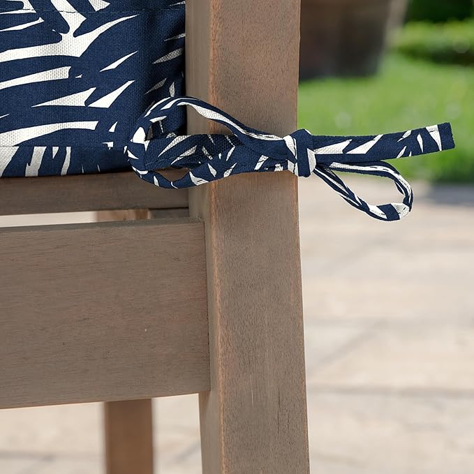 Arden earthFIBER Outdoor Plush Wicker Chair Cushion, 2 Pack, 20 x 18, Rain-Proof, Fade Resistant, Tufted Cushion for Wicker, Adirondack, and Rocking Chairs Navy Blue King Palm
