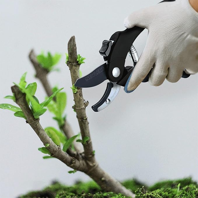 Nevlers 8" Anvil Pruning Shears for Gardening – Garden Shears with Stainless Steel Blades & 8mm Cut Capacity | Hand Pruners for Gardening | Ergonomic Garden Tools | Heavy Duty Scissors w/Safety Lock