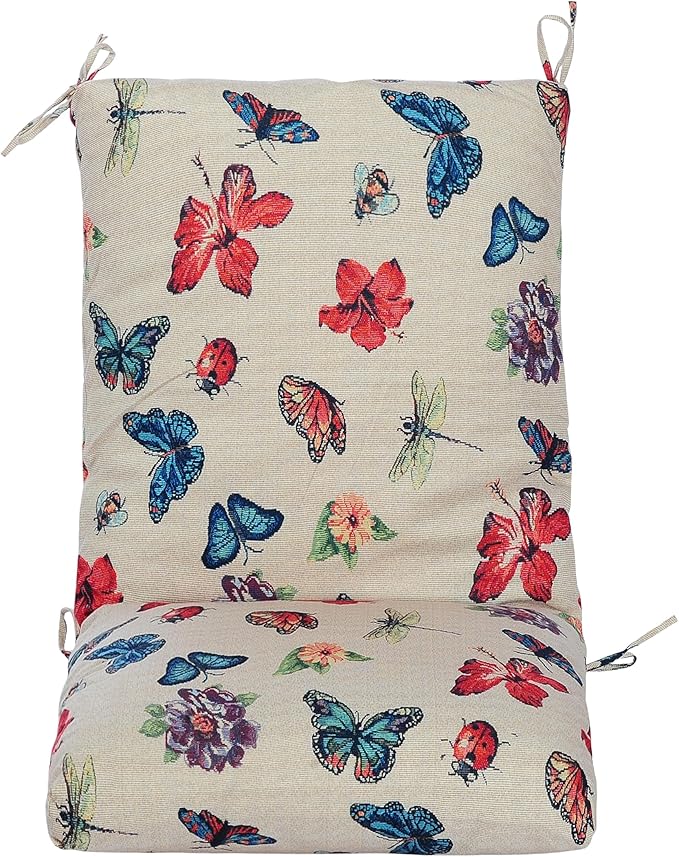 Set of 2 Outdoor Dining Chair Cushions, Patio Seating Cushions, 38x18x4.5 inch, for Garden Patio Furniture (Butterfly)