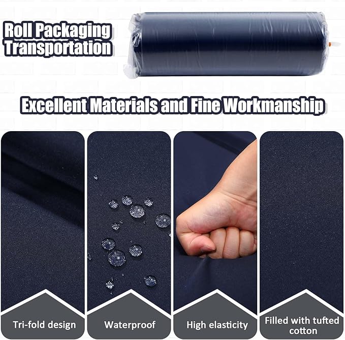 6 Pack Outdoor High Back Chair Cushion, 44 x 20 inches Patio Chair Cushions Waterproof Rocking Cushions Indoor Furniture Seat Pad, Weather Resistant (Solid,Navy Blue)