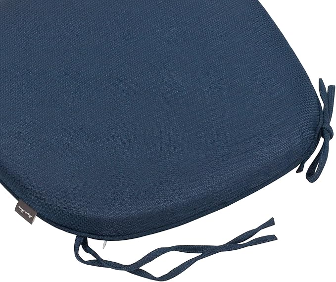 Magpie Fabrics Outdoor/Indoor 17"x16"x2" Chair Cushions with Ties Set of 2, Waterproof All Weather U-Shape Seat Pads Decoration for Patio Garden Furniture Home Office (Navy)