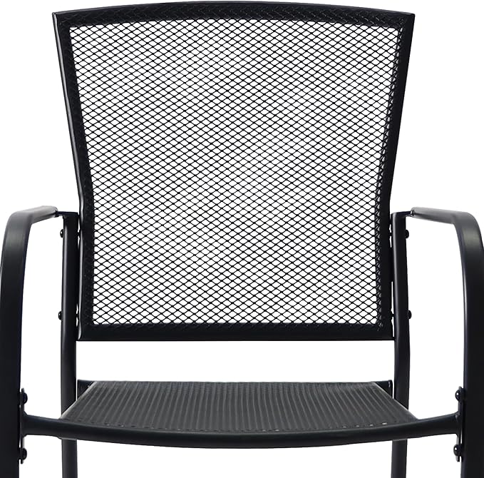 Patio Dining Chairs Set of 2, Black Stackable Outdoor Dining Chairs, Metal Mesh Patio Furniture Set for Garden Backyard Lawn Deck Support Over 300 lbs