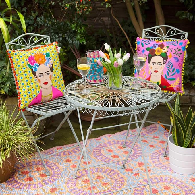 Talking Tables Boho Woven Waterproof Outdoor Rug | Plastic, Lightweight & Non Slip Mat with Double-Sided Geometric Pattern | for Garden, Patio, Decking, Bathroom, Utility, Picnic,Boho-Rug-V3