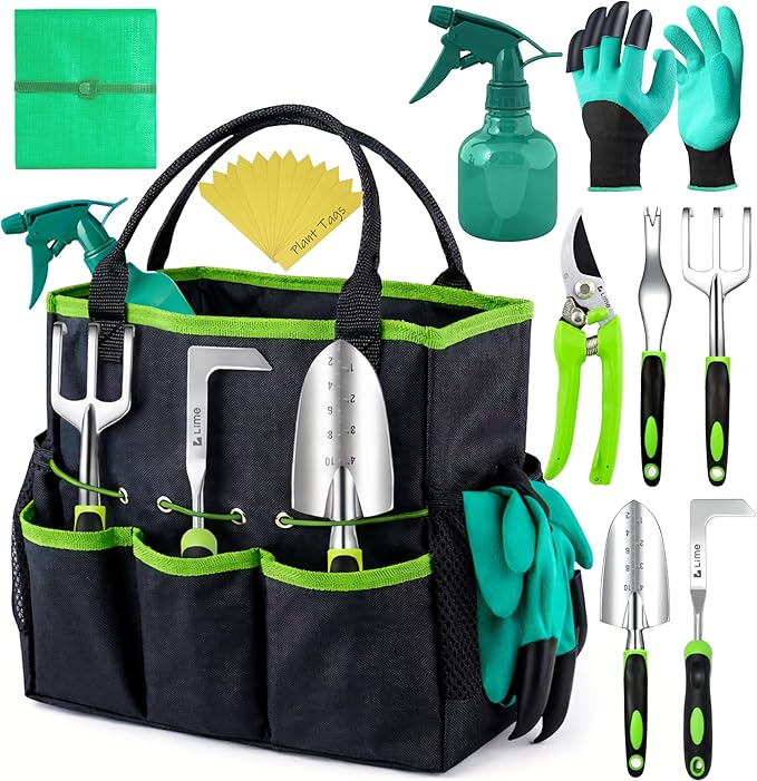 Heavy Duty Gardening Tools with Potting Mat- 24-Piece Gardening Gifts for Women, Men, Mom, Dad - Durable, Ergonomic Garden Tools Set