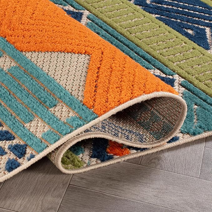 Rugshop Multi Marbella Boho Indoor/Outdoor Area Rug, Machine Washable for Backyard, Deck and Outdoor Lounge 9' x 12'