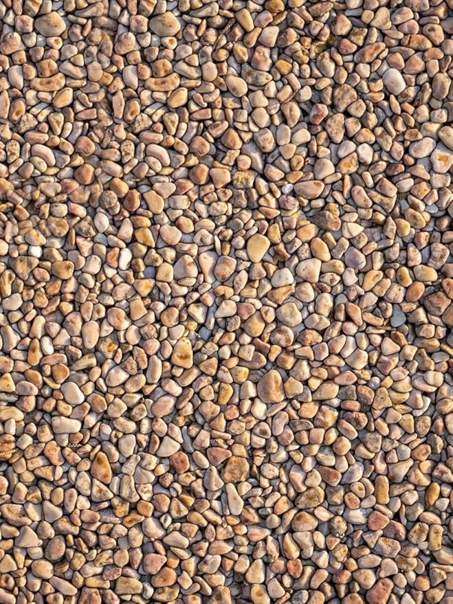 Coastal Beach Pebble Pattern Outdoor Rug 4x6 Washable Reversible Waterproof Thin Easy Clean Durable Beige Brown Outside Carpet for RV Camping Poolside Deck Balcony Garden Low Pile Floor Mat
