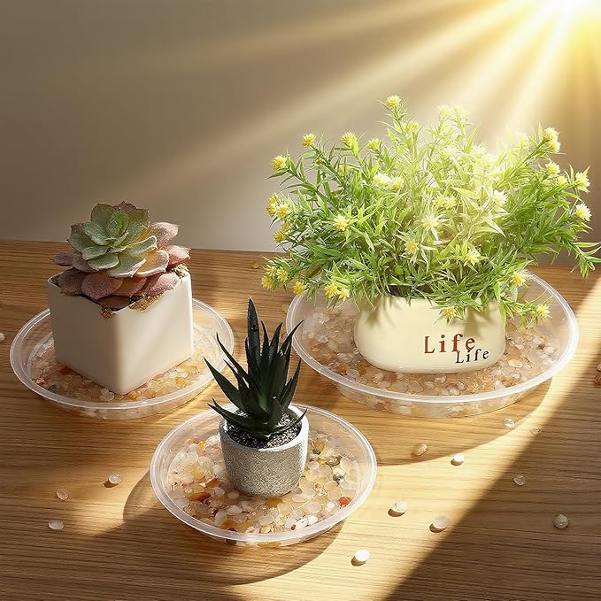 4 Pack 16 18 20 22 Inch Clear Plastic Plant Saucers for Indoors, Durable Plant Trays for Pots and Plant Water Catcher Tray with No Holes, Reusable Plastic Trays for Plants (18''-4Pack)