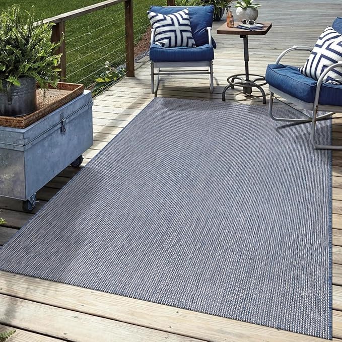 Keen Home Design Terrace Outdoor Area Rug - 46"x67" Washable Indoor/Outdoor Rug for Patio, Kitchen, Balcony, Beach, Garden, Deck and Porch, Size: 3'10" x 5'7", Solid Navy