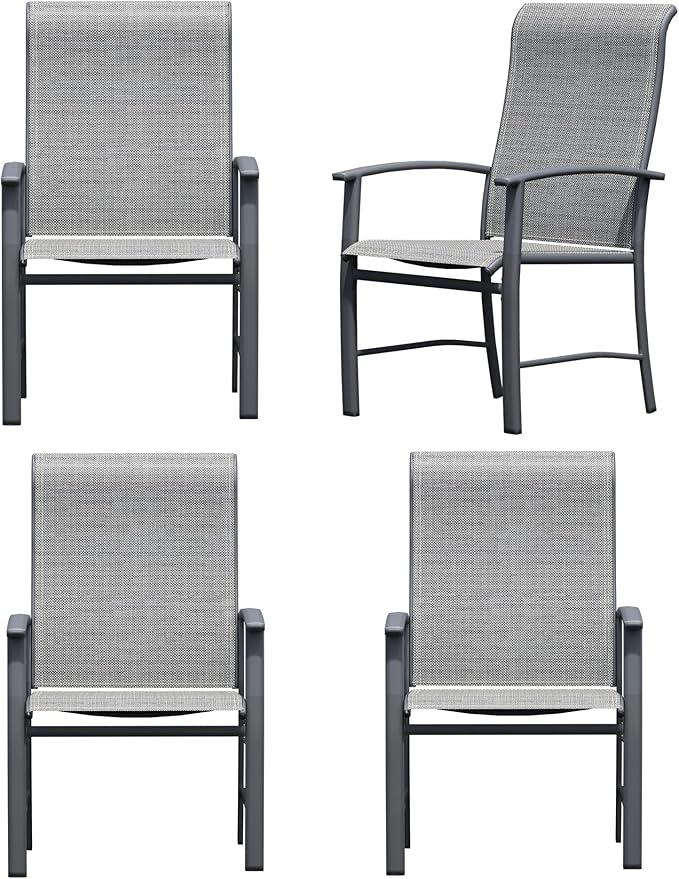 Outdoor Dining Chairs Set of 4, Patio Chairs with Metal Frame & Textilene Fabric, Perfect for Patio Garden Deck