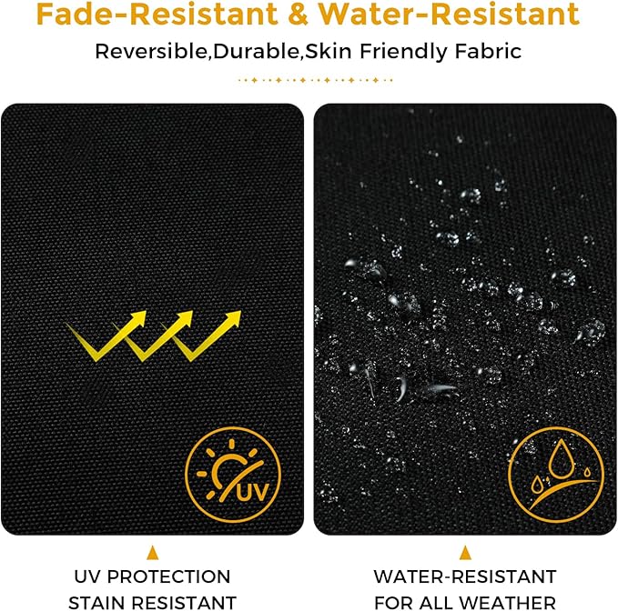 Outdoor Chair Cushions 19 x19 Inch,Water Resistant Tufted Seat Cushions 19",Reversible,Weather Resistant,Rounded Back Wicker Chair Cushion for Patio Garden Furniture(Black)