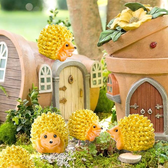 Exasinine 20Pcs Hedgehog Figurine Mini Hedgehog Resin Fairy Garden Accessories Mini Resin Animals for Plant Pots Bonsai Craft Decor Fairy Wild Garden Micro Landscape Supplies