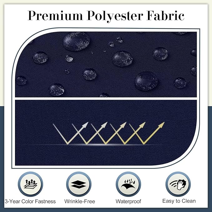 Cozyide Outdoor Chair Cushions, Waterproof Patio Seat Cushions with Adjustable Straps, Round Corner Patio Chair Cushions for Garden, Navy, 17x16x2 Inch (Pack of 2)
