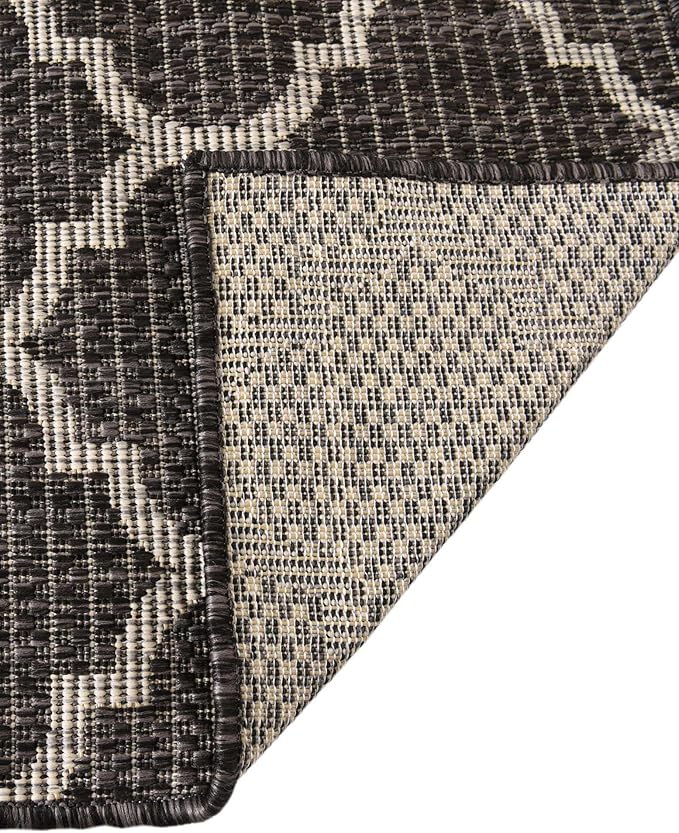 Unique Loom Outdoor Trellis Collection Area Rug - Trellis (Square 13' 0" x 13' 0", Black/ Ivory)
