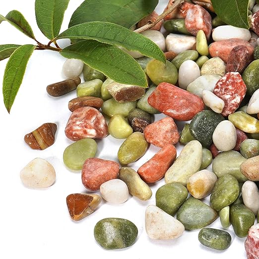 2.2 lb Pebbles for Indoor Plants, 1/2 Inch Decorative Rocks for Potted Plants, Natural Polished Pebbles for Vases, Succulent, Planters, Landscaping Drainage and Outdoor Gardening