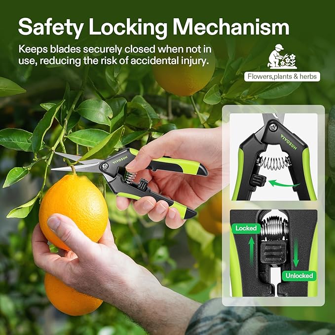 VIVOSUN Gardening Hand Pruner Pruning Shear with Straight Stainless Steel Blades (Black, Straight Blade, 6, Black)