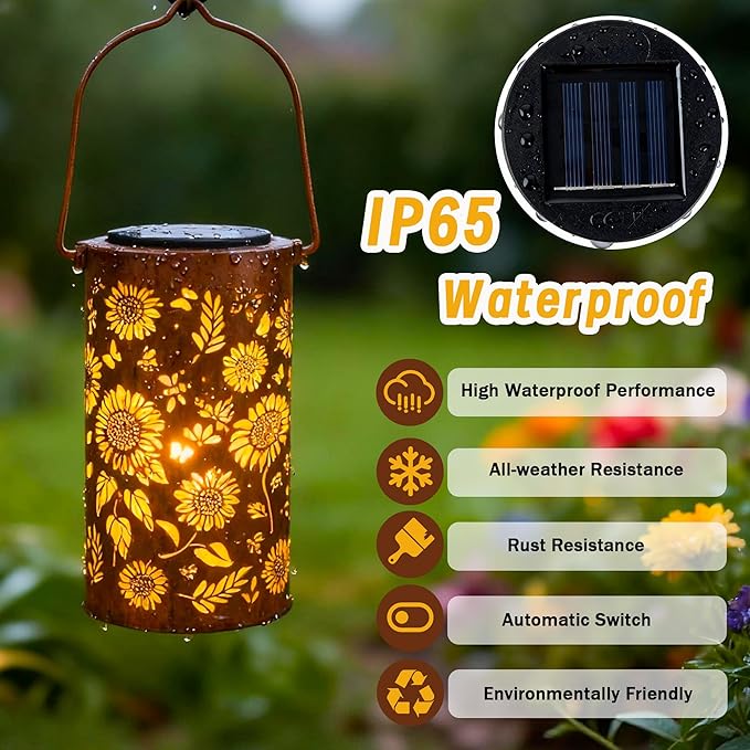 Birthday Gifts for Women Mom Grandma, Sunflower Solar Lanterns Outdoor Waterproof, Hanging Solar Lights for Yard, Patio, Porch, Garden Decor