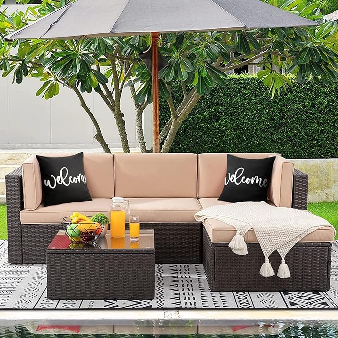 Merrycolor Set of 2 Black and White Outdoor Waterproof Pillow Covers 18x18 Welcome Throw Pillows Cover Decorative Outdoor Pillows for Patio Furniture