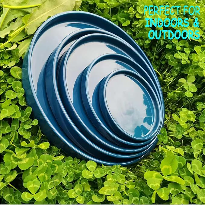 Blue Ceramic Pot Saucer - Drainage Tray for Indoor and Outdoor Flower Plant Pots and Planters, 12 Inch