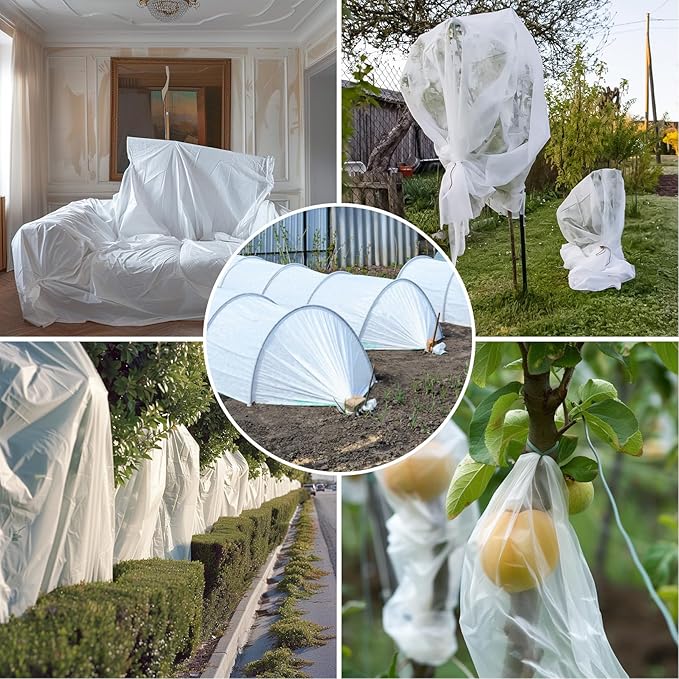MAQIHAN Plant Covers Freeze Protection - 4.9 ft x 16 ft Non-Woven Plant Cover, Frost Cloth Winter Freeze Protection, Reusable Floating Row Frost Blankets for Outdoor Garden Cold Weather Snow