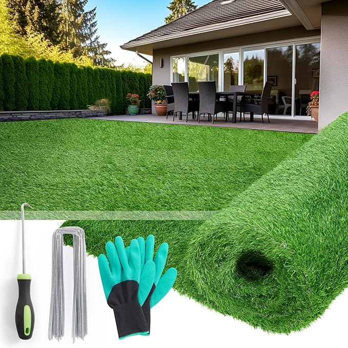 Artificial Grass Turf Outdoor for Garden Landscape Decoration, Fake Rug Mat with Drainage Holes,Synthetic Grass Lawn for Balcony,Backyard,Patio,Gate,Pool Deck, Dog Potty Training Grass 4ftx6ft