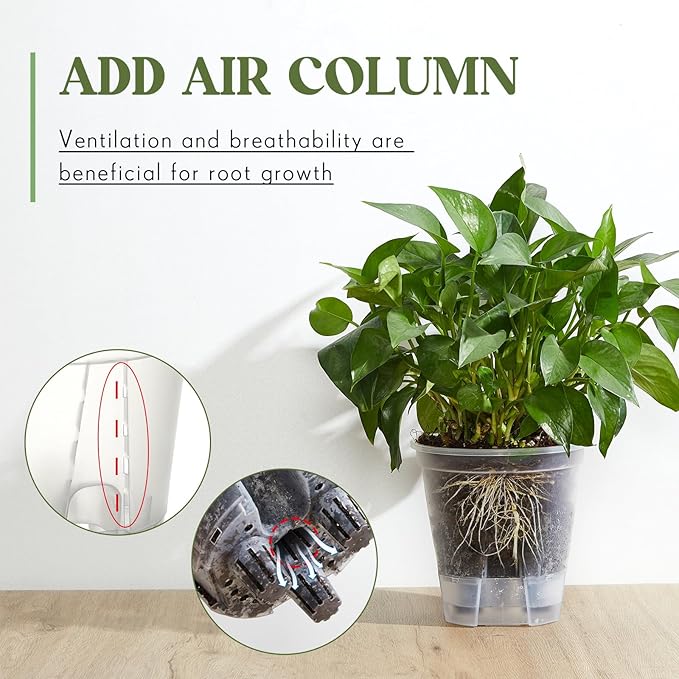 Self Watering Pots for Indoor Plants with Deep Reservoir and High Drainage Holes for Outdoor Plants and Flowers, Bare Root Planter(4.72'',Clear,9 Pcs)