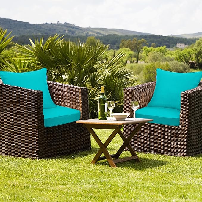 Deep Seat Cushions, Outdoor Cushions, Patio Furniture Cushions, Deep Seat & Back Cushion Patio Cushions for Backyard Couch Sofa Fade Resistant (24x24x4 inches 4 Sets, Solid Peacock Green)