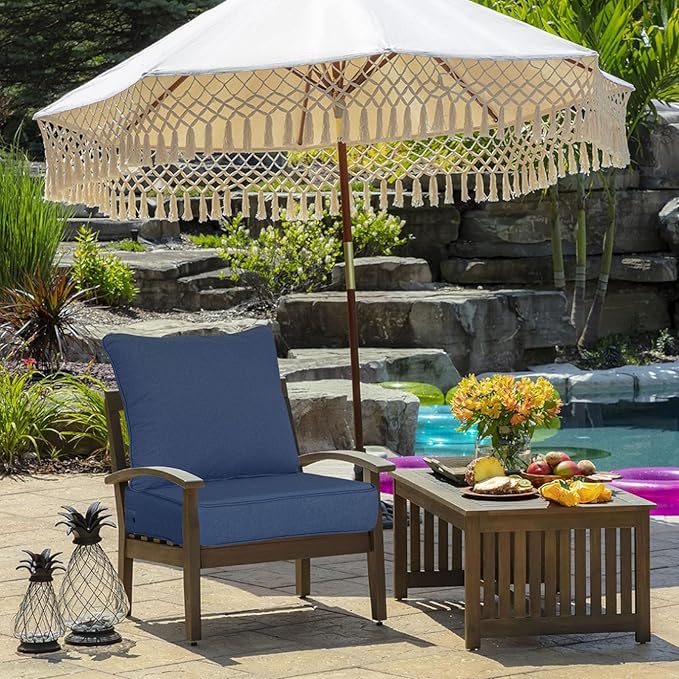 Outdoor 24"x24" Deep Seat Patio Cushion Set of 2, Outdoor Chair Cushions with Water-Resistant UV Resistant Weather Resistant Sectional Sofa Pad and Removable Covers,Navy