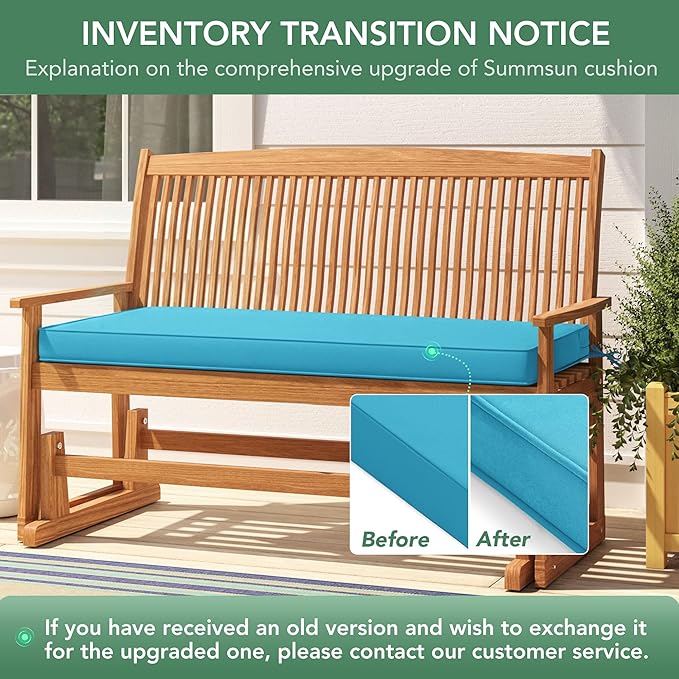 Outdoor Bench Cushion: Waterproof and Fade Resistant Patio Furniture Cushions - Non-Slip Bench Pad Cushion with Removable Cover for Garden Swing Porch Sofa Settee, 48 x 18 x 3 Inch, Teal